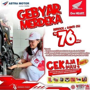 Gebyar Kemerdekaan  AHASS Bali  Berikan Servis Plus Ganti Oli 76 Ribu Dengan Tunjukkan Kartu Vaksin